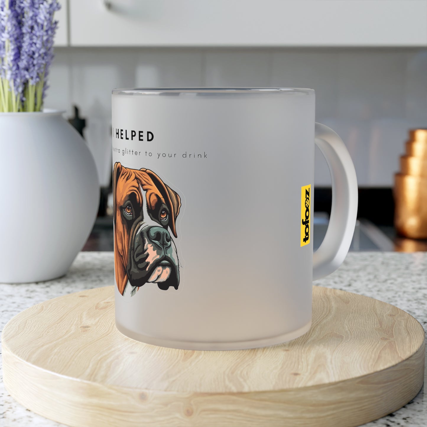 I Helped Add Glitter Boxer - Frosted Glass Mug, 325ml