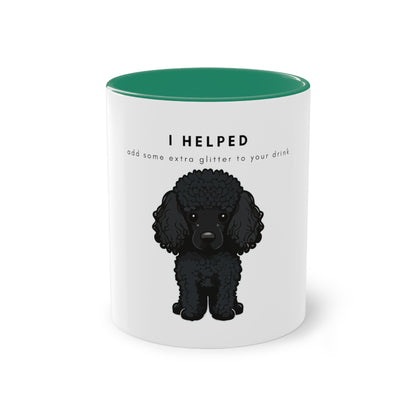 I Helped Add Glitter Black Poodle Graphic Two-Tone Coffee Mug, 325ml - White