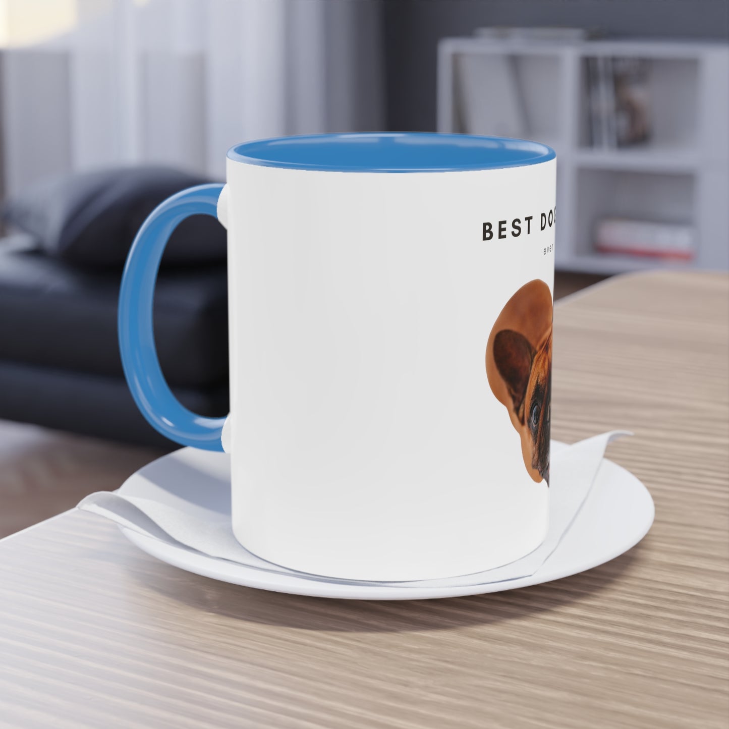 Best Dog Dad Ever Brown French Bulldog Two-Tone Coffee Mug, 325ml - White