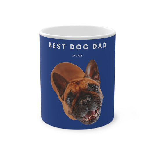 Best Dog Dad Ever Brown French Bulldog Magic Mug, 325ml - Dark Blue