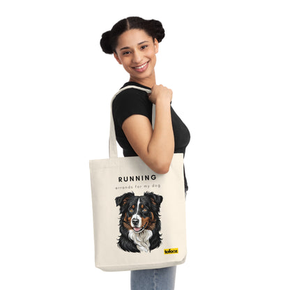 Running Errands For My Dog Black Tri Aussie Woven Tote Bag