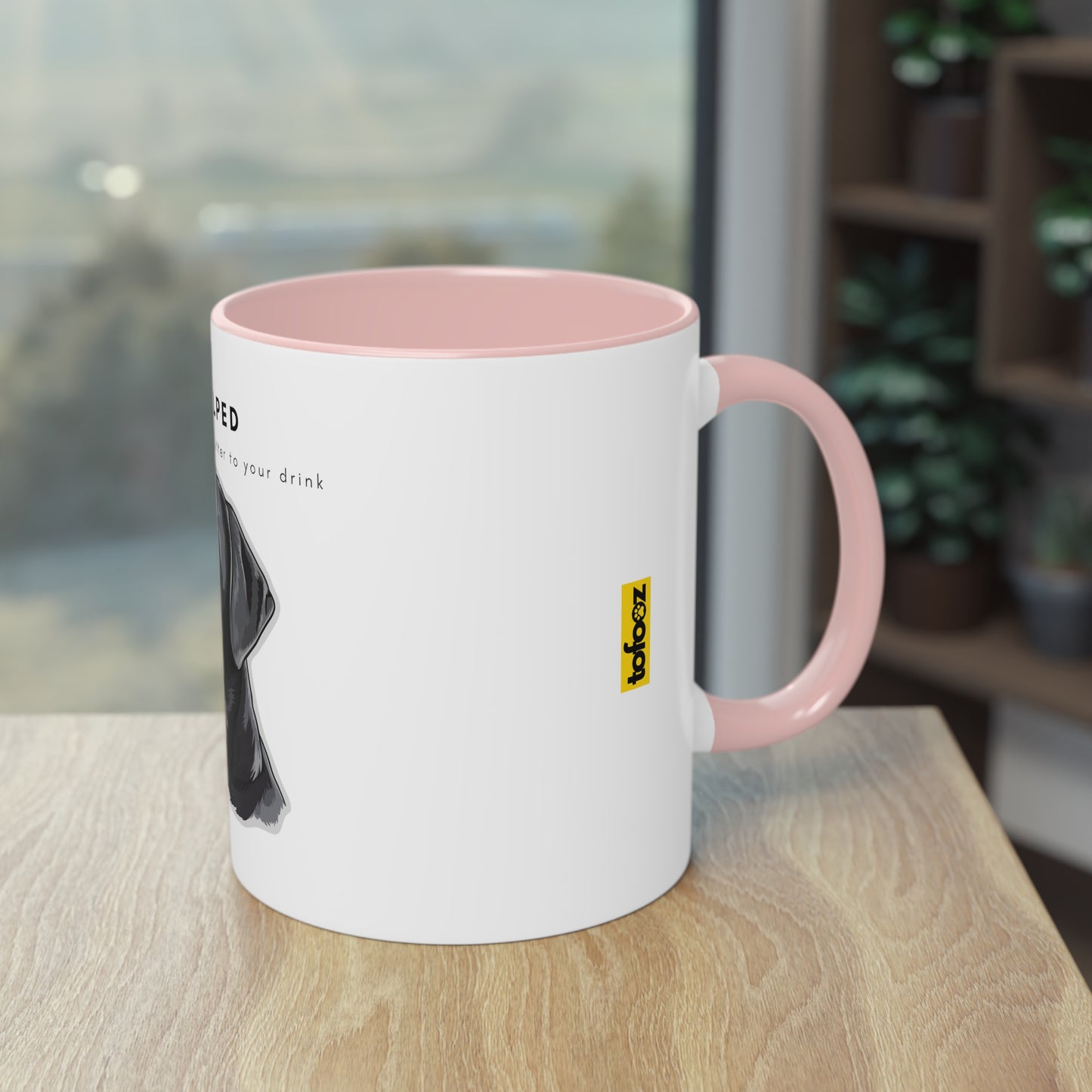 I Helped Add Glitter Black Labrador Sticker Two-Tone Coffee Mug, 325ml - White