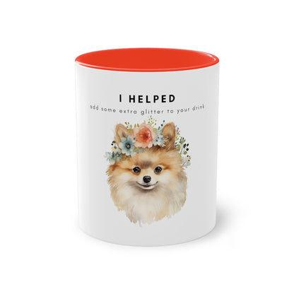 I Helped Add Glitter Pomeranian Two-Tone Coffee Mug, 325ml - White