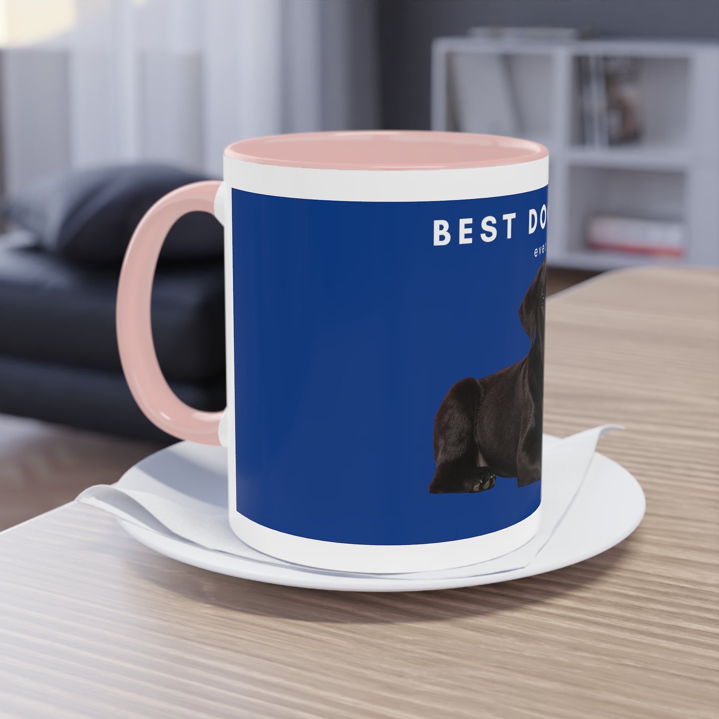 Best Dog Dad Black Lab Two-Tone Coffee Mug, 325ml - Blue