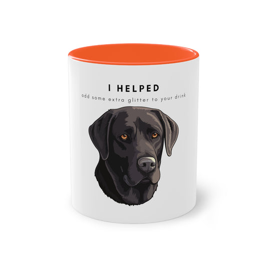 I Helped Add Glitter Chocolate Labrador Two-Tone Coffee Mug, 325ml - White