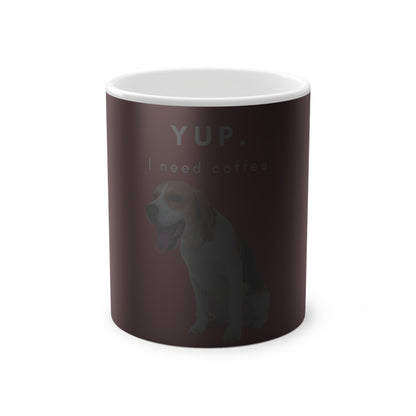 Yup I Need Coffee Adult Beagle Magic Mug, 325ml - Red