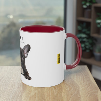 All I Need Is Coffee And My Frenchie Black French Bulldog Puppy Two-Tone Coffee Mug, 325ml - White