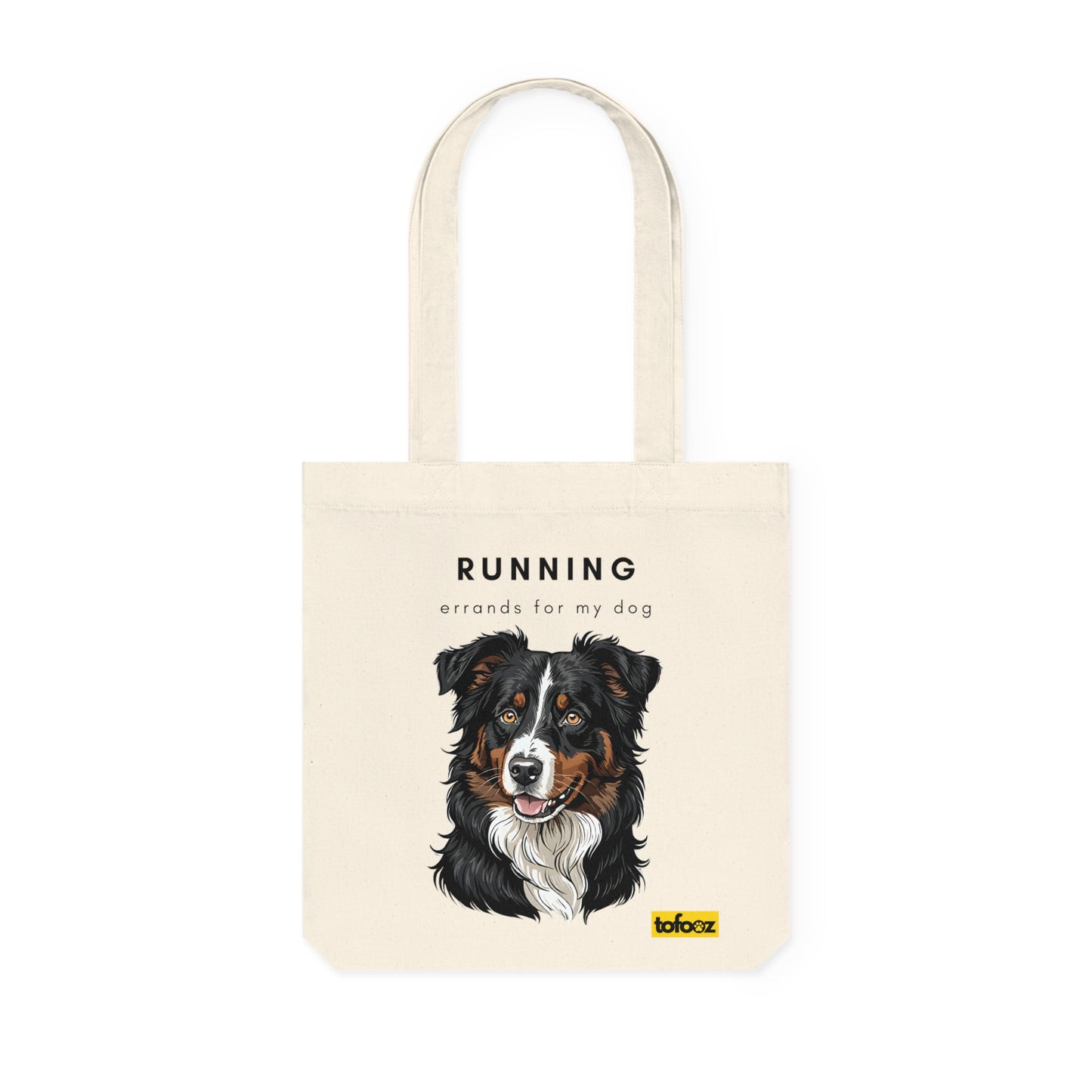 Running Errands For My Dog Black Tri Aussie Woven Tote Bag