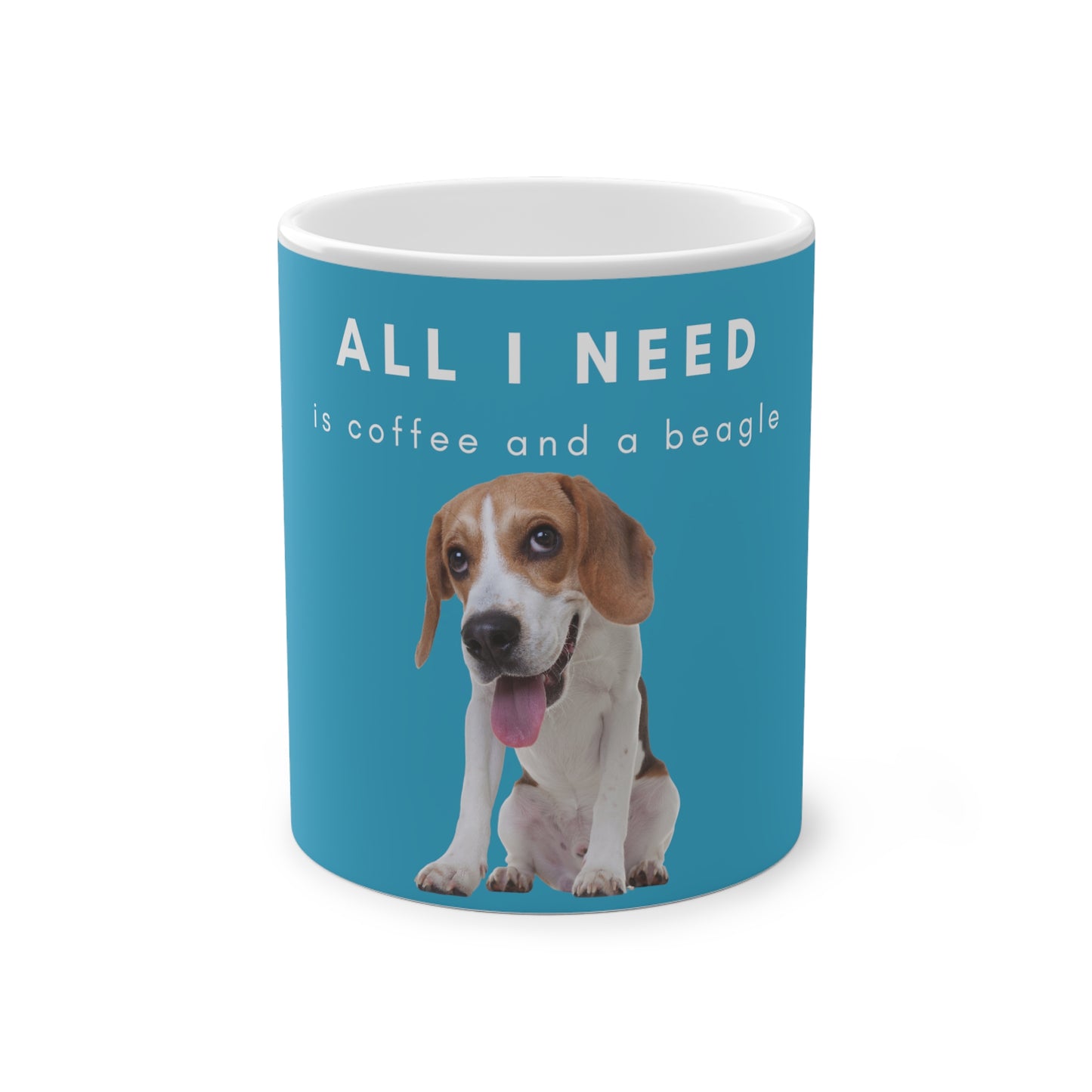 All I Need Is Coffee And A Beagle Magic Mug, 325ml - Turquoise