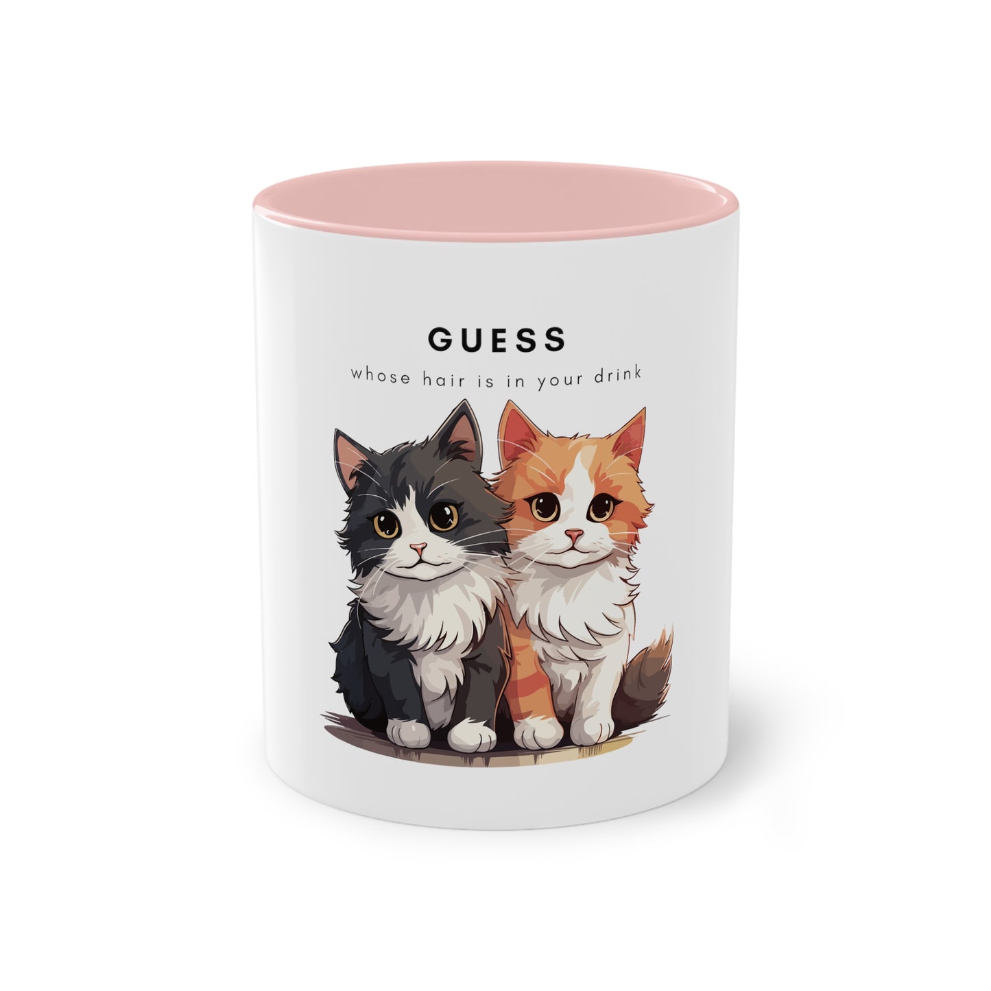 Guess Whose Hair Cats Two-Tone Coffee Mug, 325ml - White