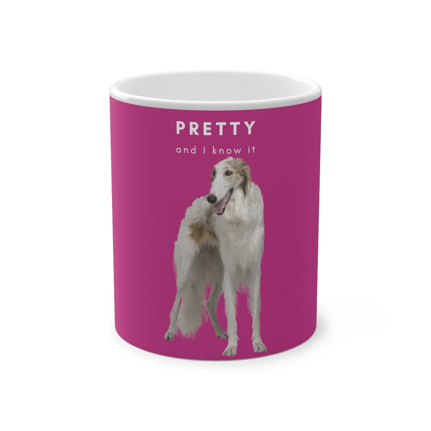 Pretty And I Know It Borzoi Magic Mug, 325ml - Pink