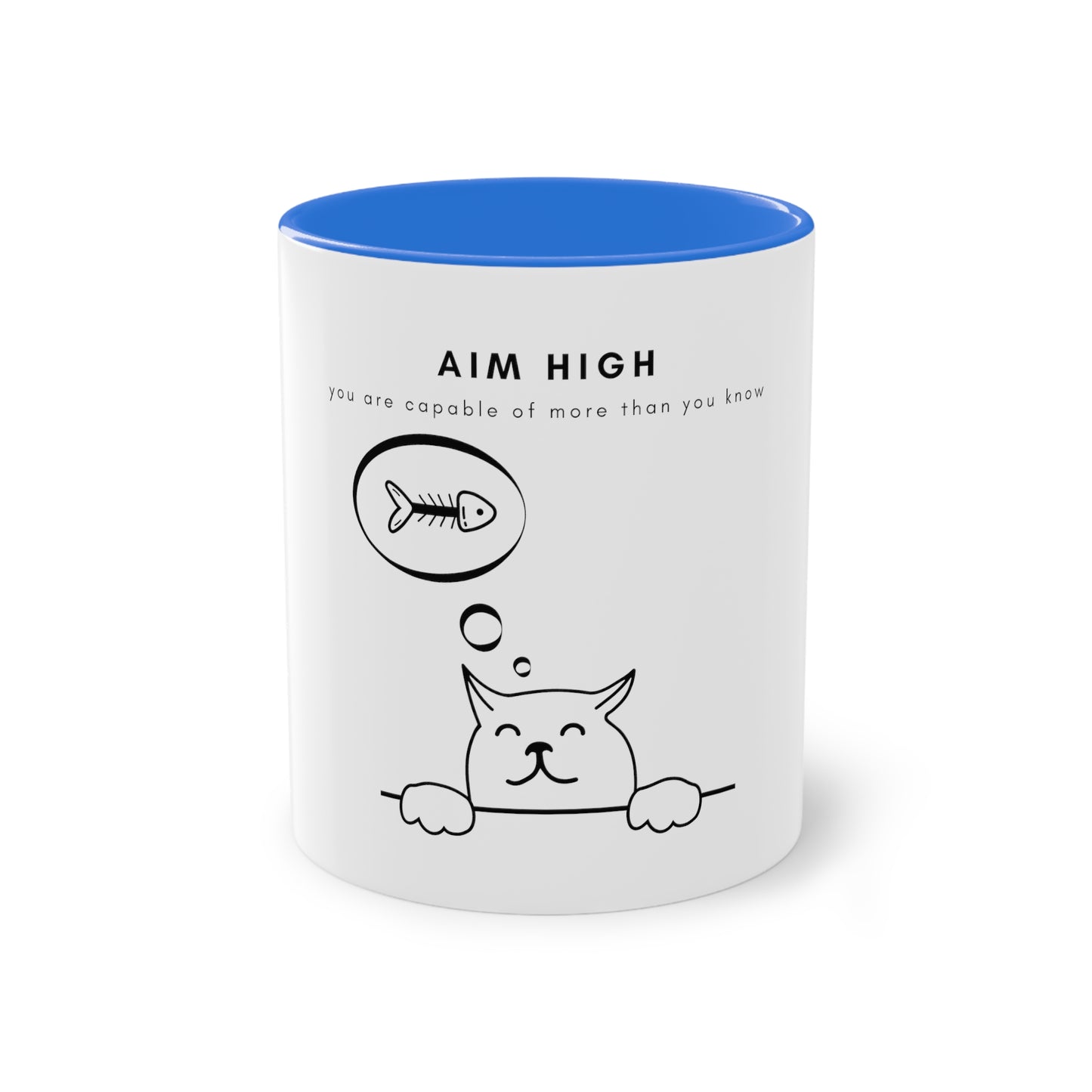 Aim High Cat Two-Tone Coffee Mug, 325ml - White