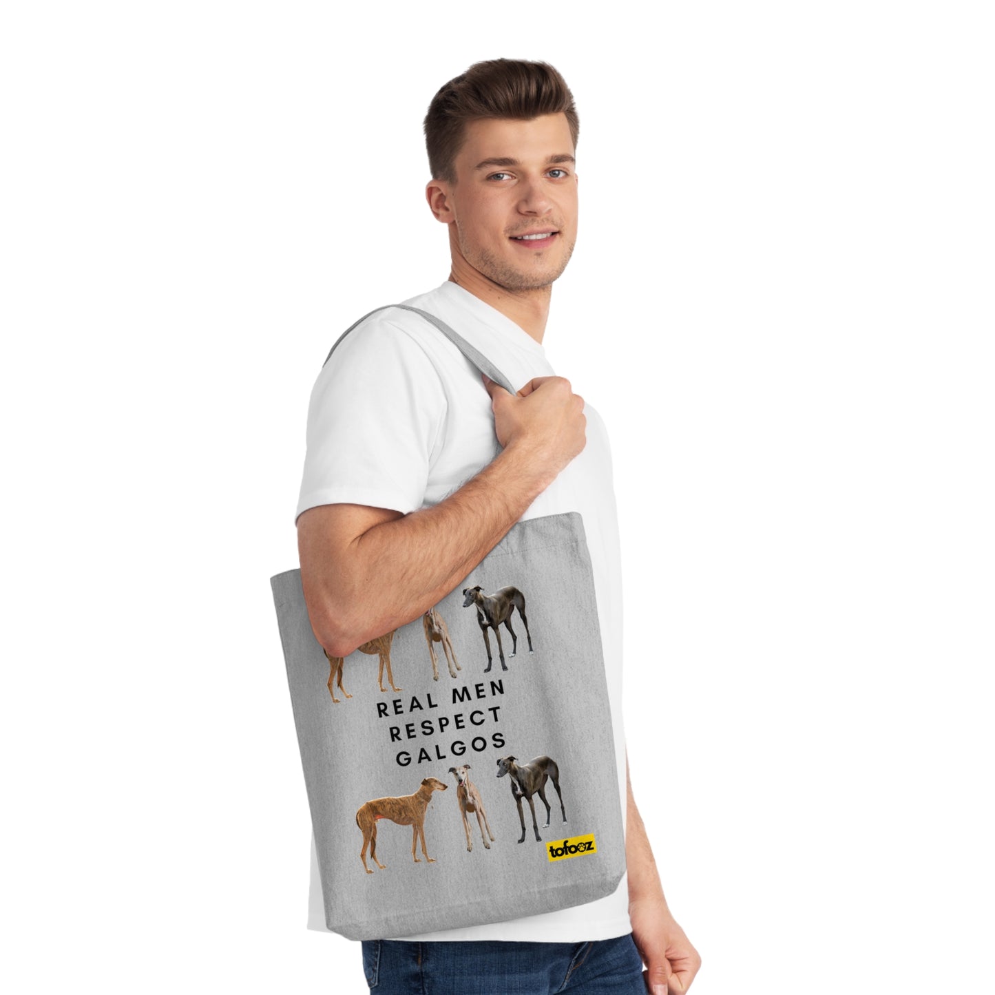 Real Men Respect Galgos Mixed Print Woven Tote Bag