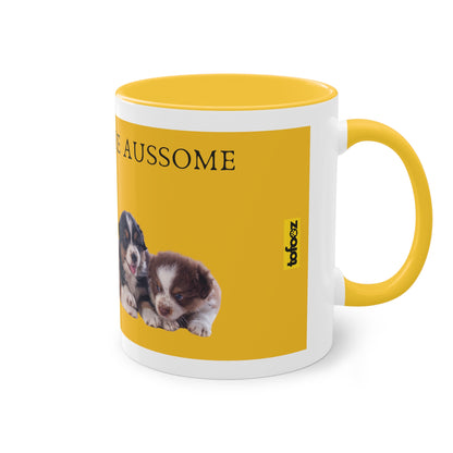 Today Will Be Aussome Aussie Puppies Two-Tone Coffee Mug, 325ml - Yellow