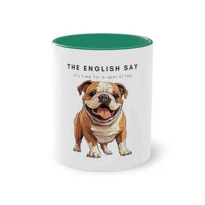 The English Say Tea Bulldog Two-Tone Coffee Mug, 325ml - White