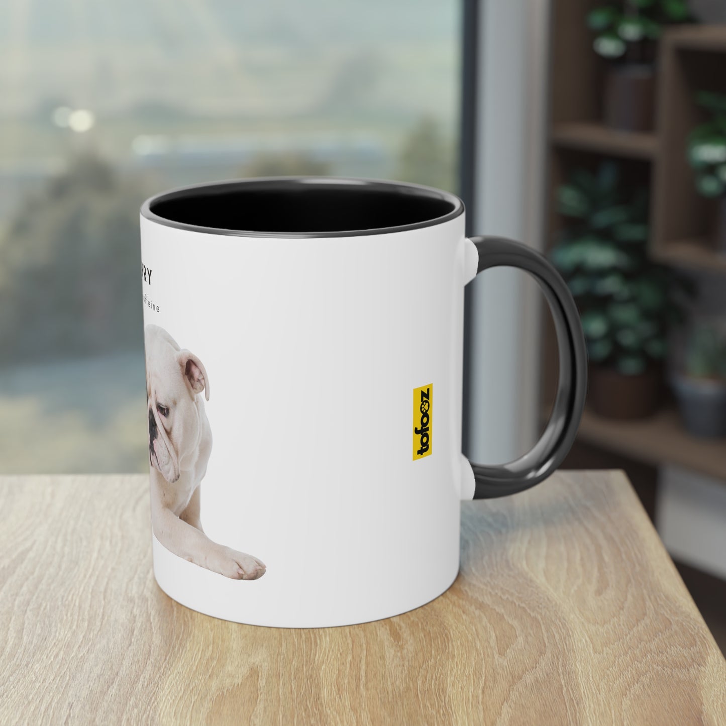 Hurry I Need Caffeine English Bulldog Two-Tone Coffee Mug, 325ml - White