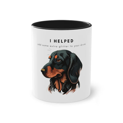 I Helped Add Glitter Dachshund Two-Tone Coffee Mug, 325ml - White