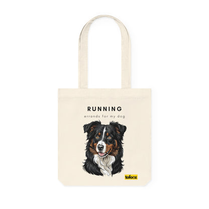 Running Errands For My Dog Black Tri Aussie Woven Tote Bag