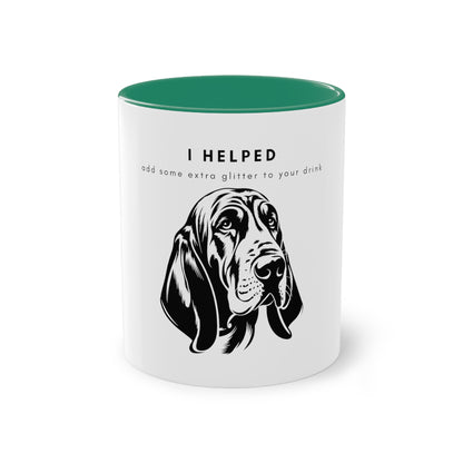 I Helped Add Glitter Bloodhound Two-Tone Coffee Mug, 325ml - White