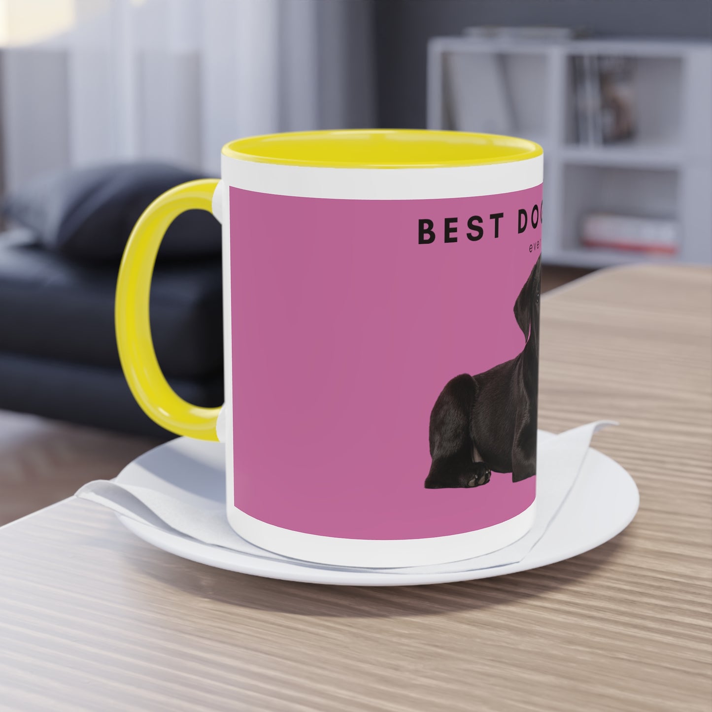 Best Dog Mom Black Lab Two-Tone Coffee Mug, 325ml - Pink