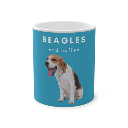 Beagle And Coffee Magic Mug, 325ml - Turquoise