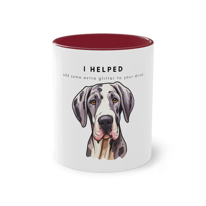 I Helped Add Glitter Great Dane Two-Tone Coffee Mug, 325ml - White