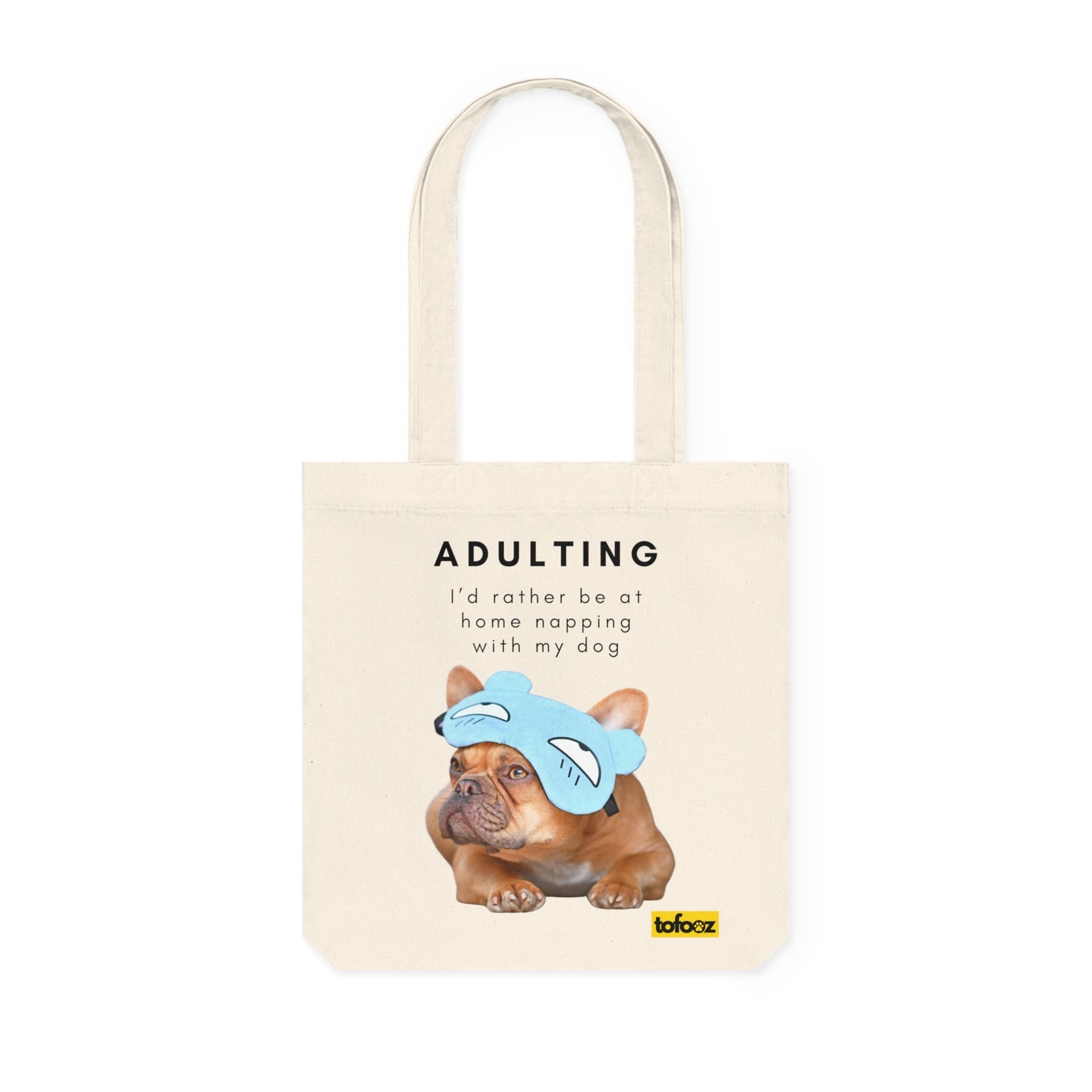 Adulting Rather Be Napping French Bulldog Woven Tote Bag