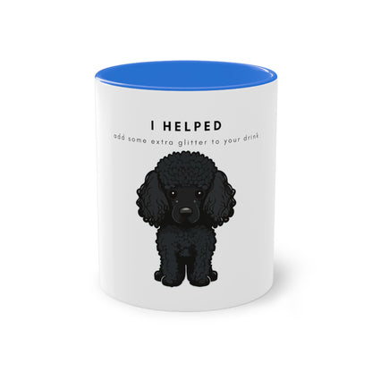 I Helped Add Glitter Black Poodle Graphic Two-Tone Coffee Mug, 325ml - White