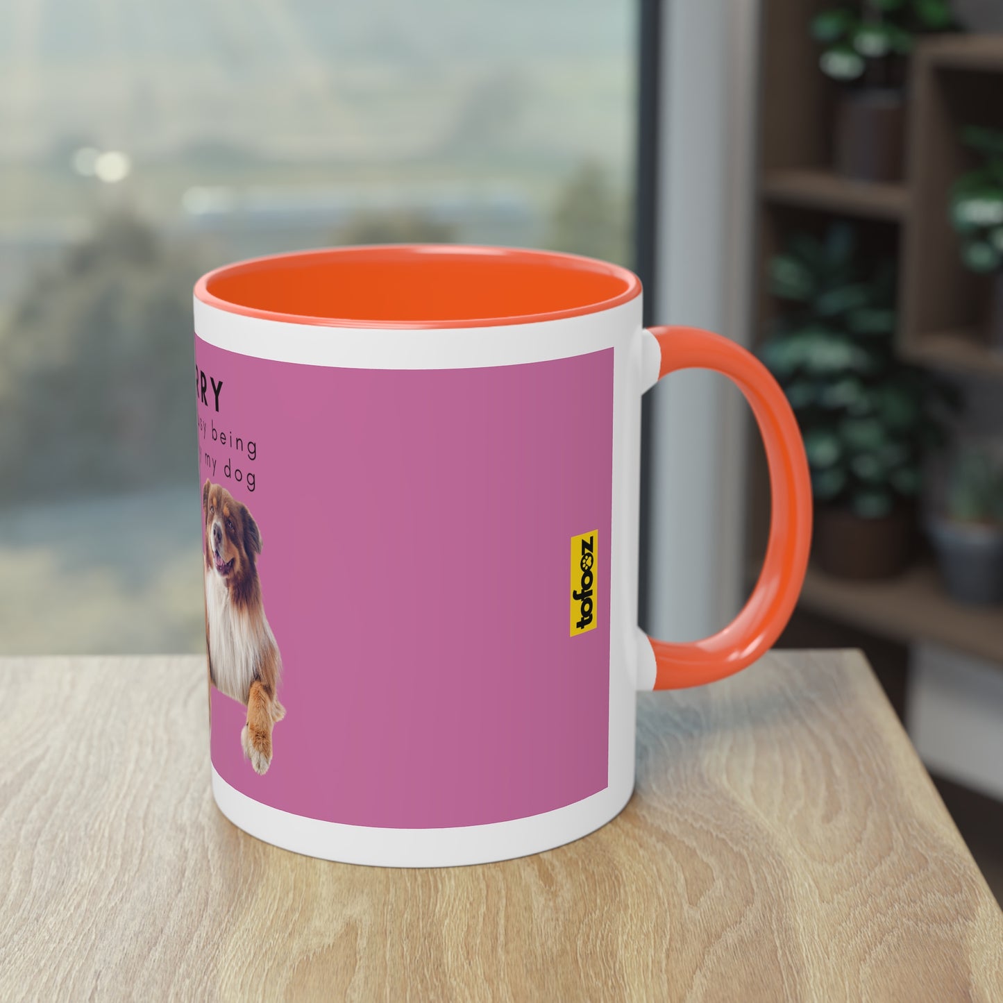 Sorry Too Busy Being Trained Red Merle Aussie Two-Tone Coffee Mug, 325ml - Pink