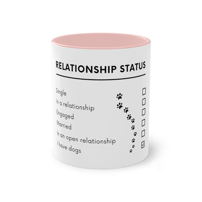 Relationship Status, I Have Dogs Two-Tone Coffee Mug, 325ml - White