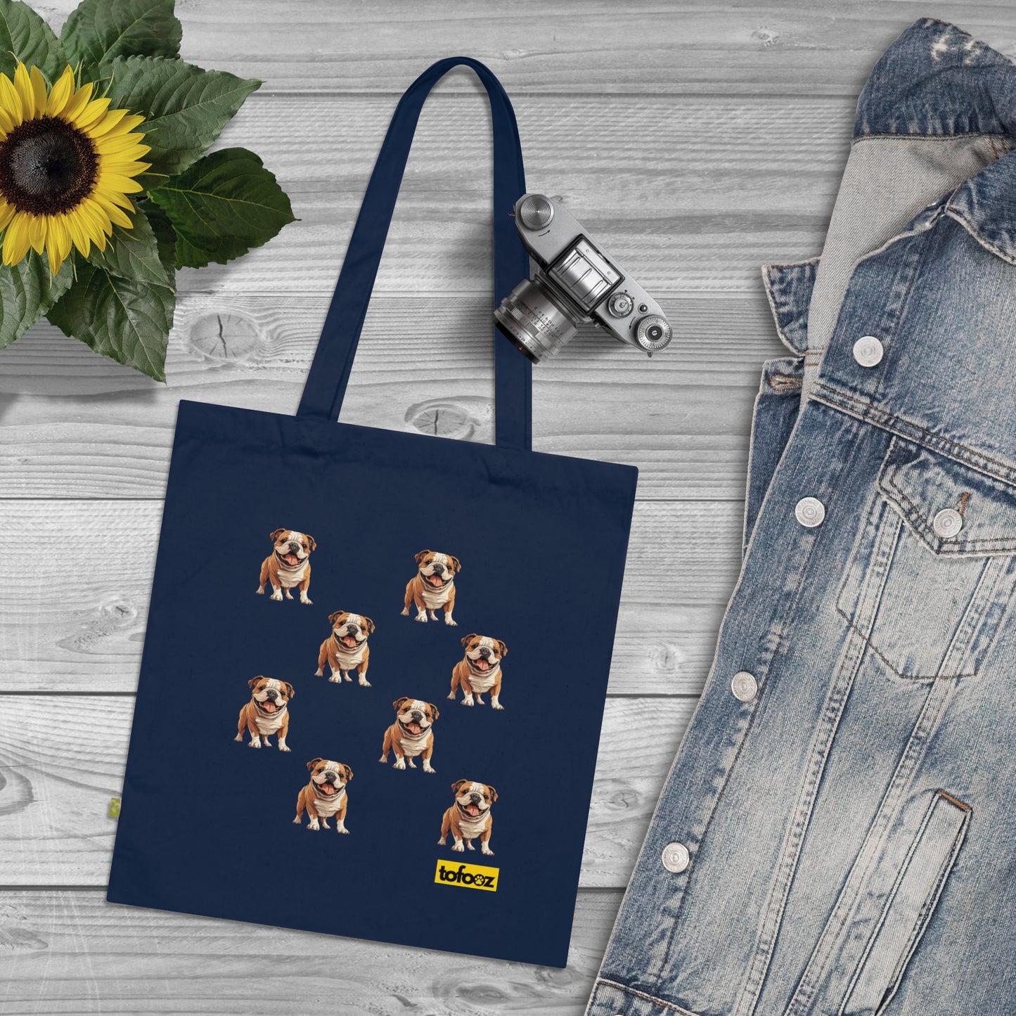 English Bulldog Print Organic Cotton Tote Bag