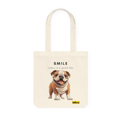 Smile Good Day English Bulldog Woven Tote Bag