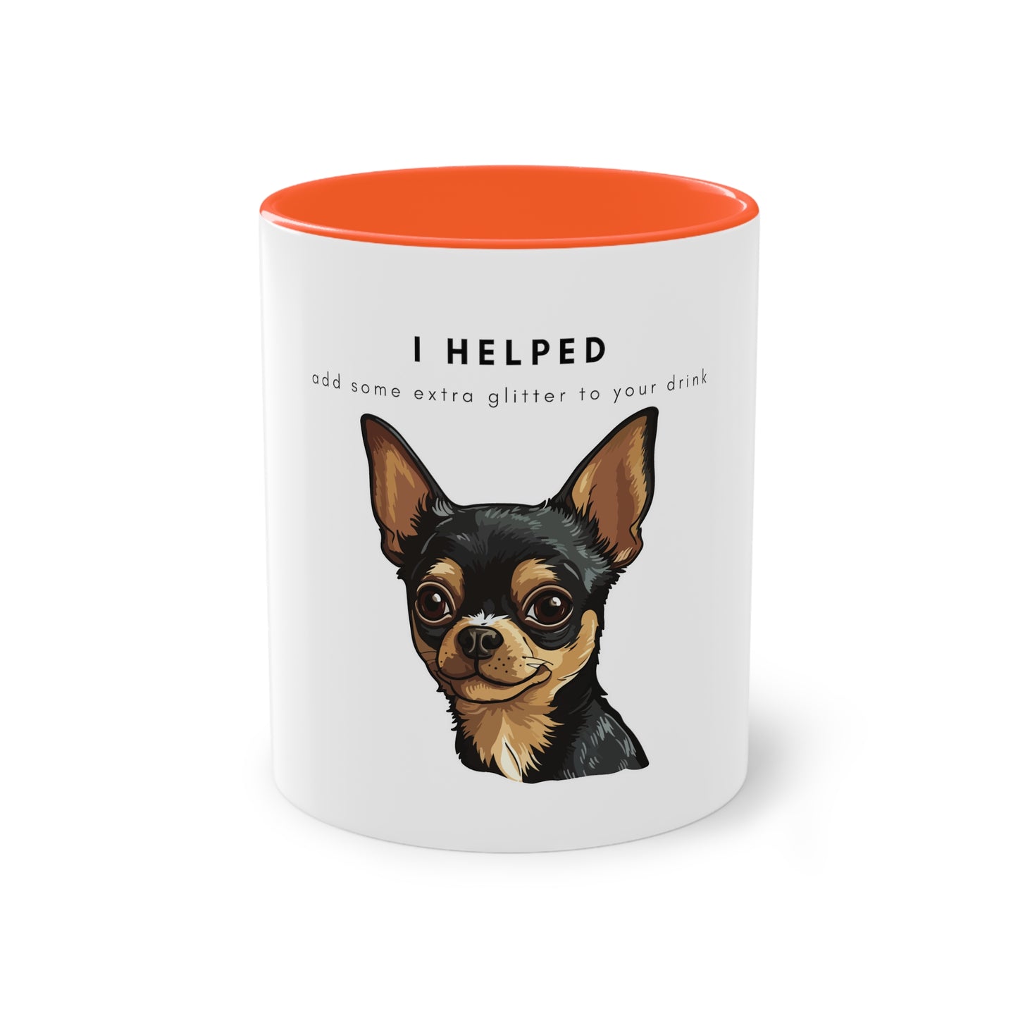 I Helped Add Glitter Chihuahua Two-Tone Coffee Mug, 325ml - White