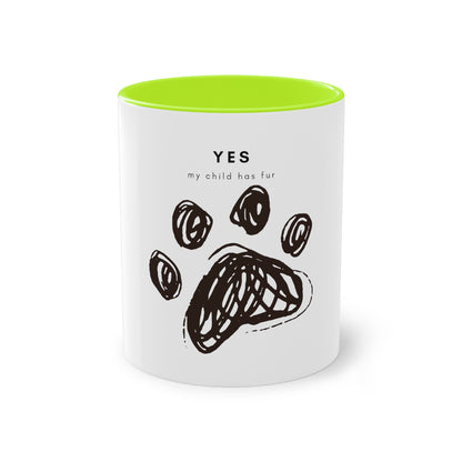 Yes My Child Has Fur Two-Tone Coffee Mug, 325ml - White