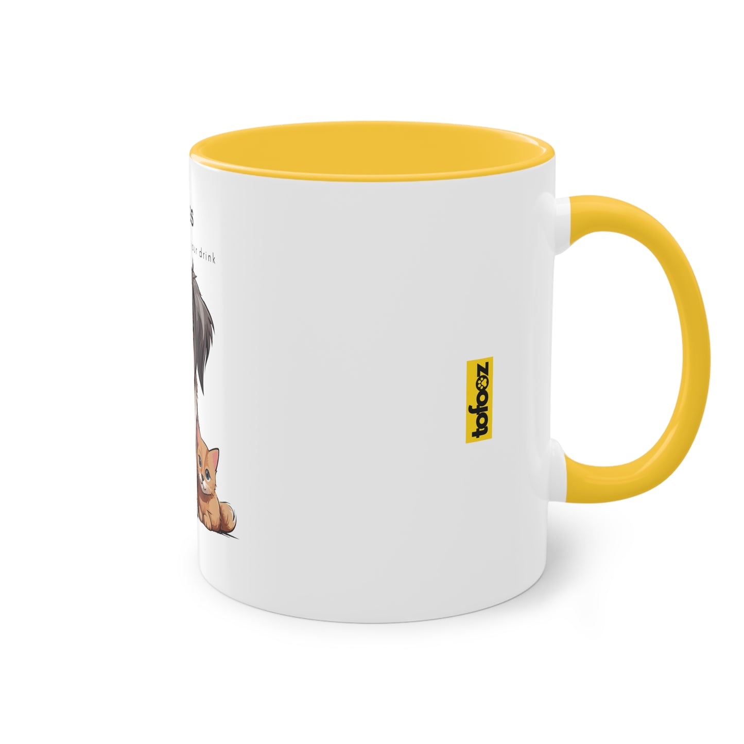 Guess Whose Hair Cats and Dog Two-Tone Coffee Mug, 325ml - White