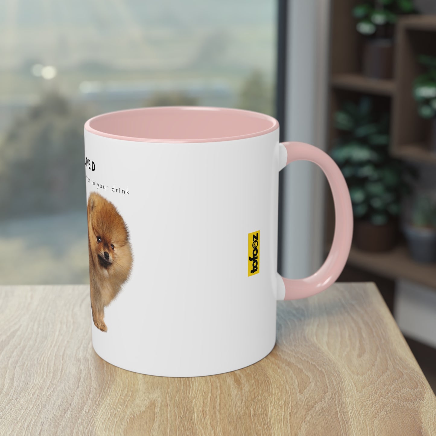 I Helped Add Glitter Tan Pomeranian Two-Tone Coffee Mug, 325ml - White