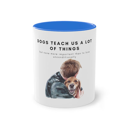 Dogs Teach Us Two-Tone Coffee Mug, 325ml - White