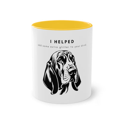 I Helped Add Glitter Bloodhound Two-Tone Coffee Mug, 325ml - White