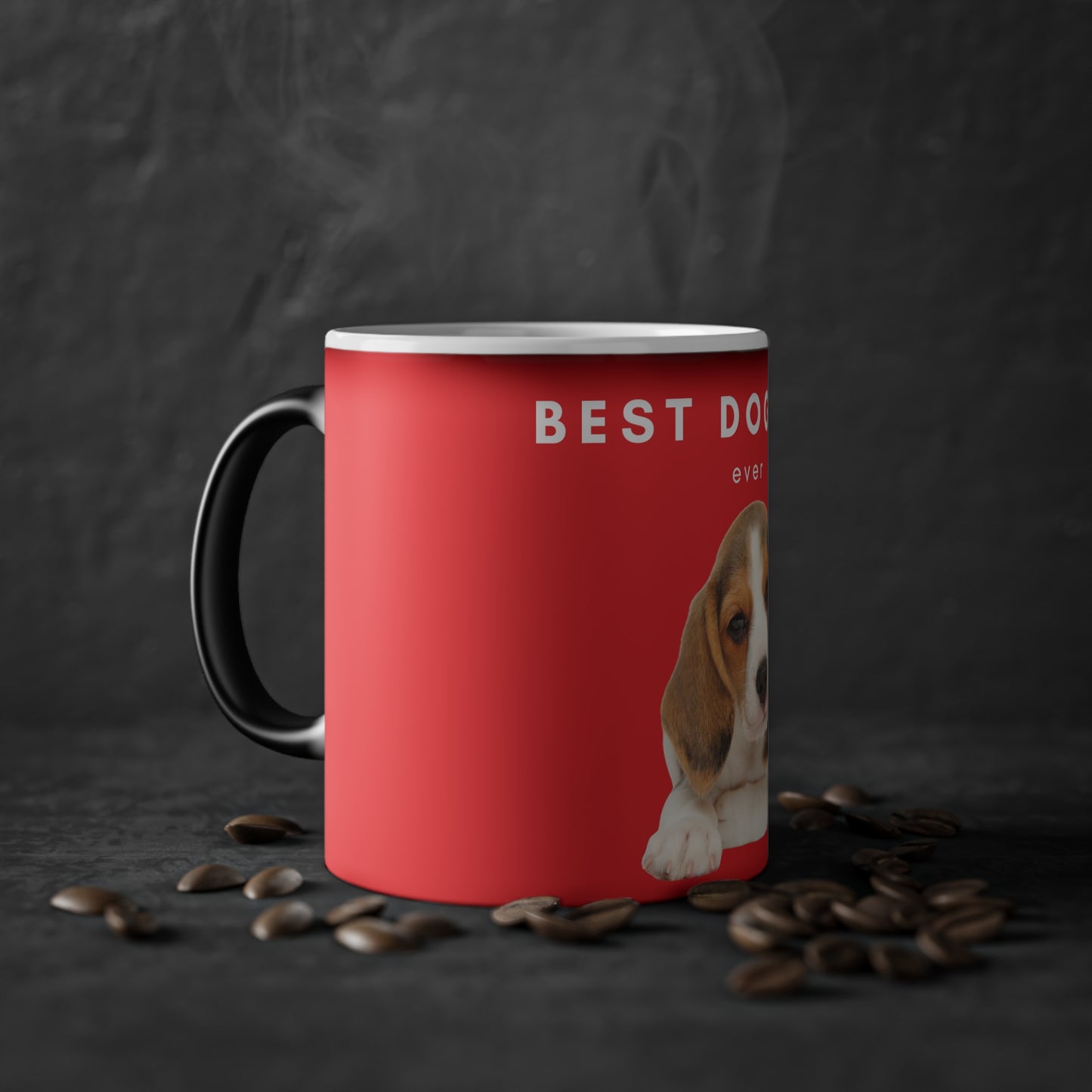 Best Dog Dad Beagle Magic Mug, 325ml - Red