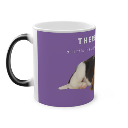 There May Be A Little Beagle Glitter Magic Mug, 325ml - Purple