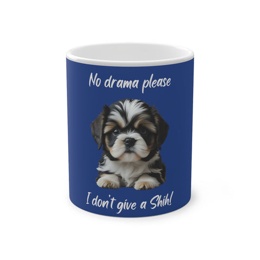 No Drama Please Shih Tzu Magic Mug, 325ml - Dark Blue