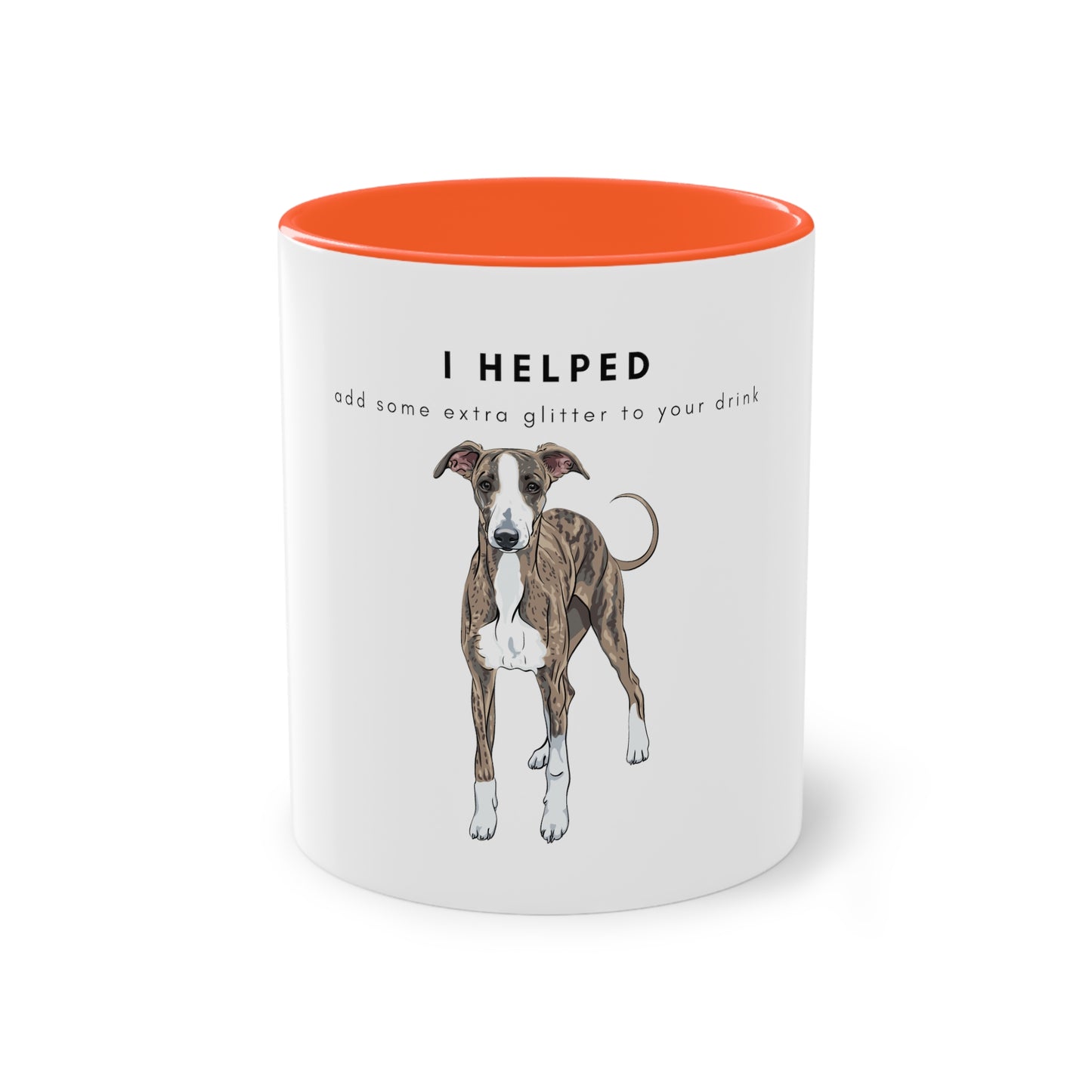 I Helped Add Glitter Greyhound Two-Tone Coffee Mug, 325ml - White