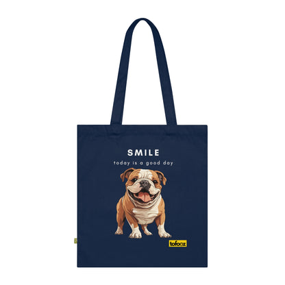 Smile Good Day English Bulldog Organic Cotton Tote Bag