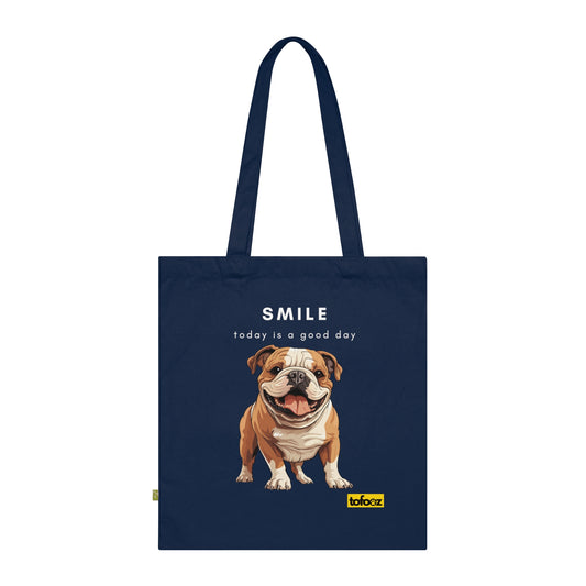 Smile Good Day English Bulldog Organic Cotton Tote Bag