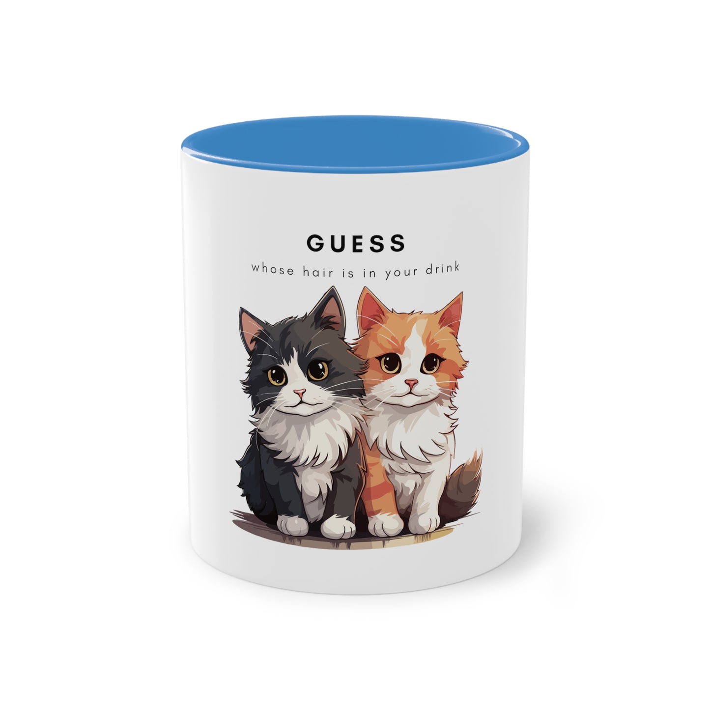 Guess Whose Hair Cats Two-Tone Coffee Mug, 325ml - White