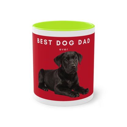 Best Dog Dad Black Lab Two-Tone Coffee Mug, 325ml - Red