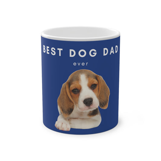 Best Dog Dad Beagle Magic Mug, 325ml - Dark Blue