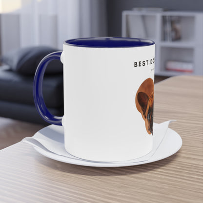 Best Dog Dad Ever Brown French Bulldog Two-Tone Coffee Mug, 325ml - White