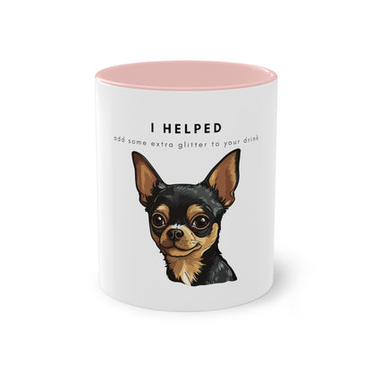 I Helped Add Glitter Chihuahua Two-Tone Coffee Mug, 325ml - White