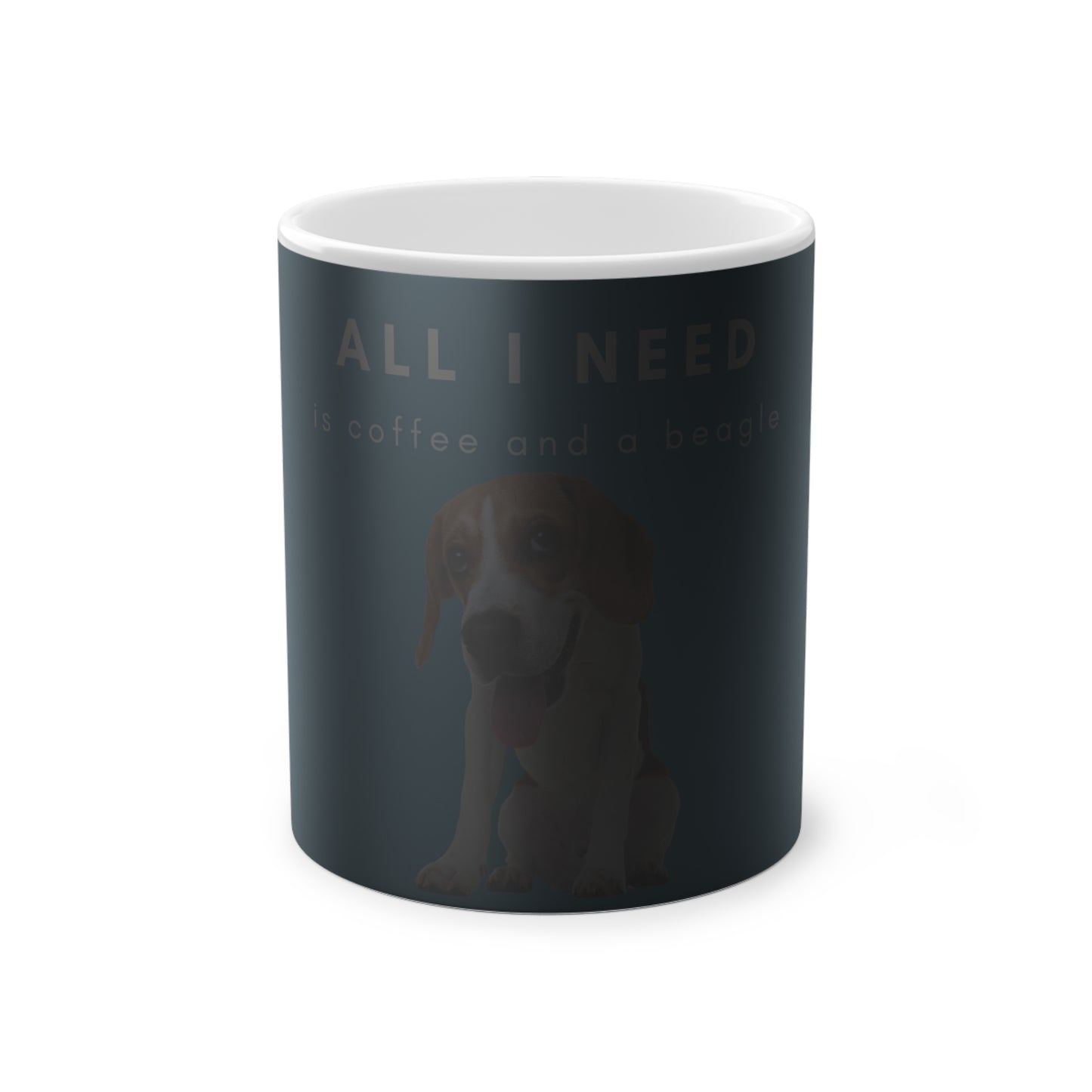 All I Need Is Coffee And A Beagle Magic Mug, 325ml - Turquoise